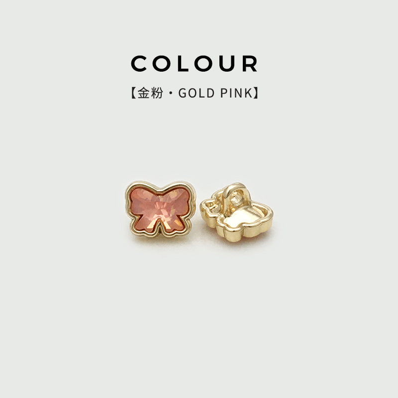 11mm bow metal shank button, gold pink face with gold base (front + back)