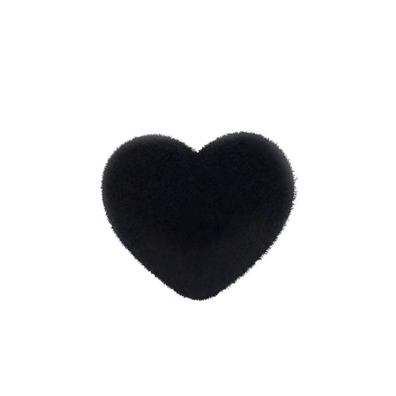 Black velvet heart resin button with metal shank, 15/20mm