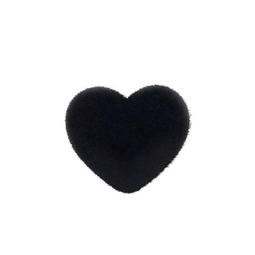 Black velvet heart resin button with metal shank, 15/20mm