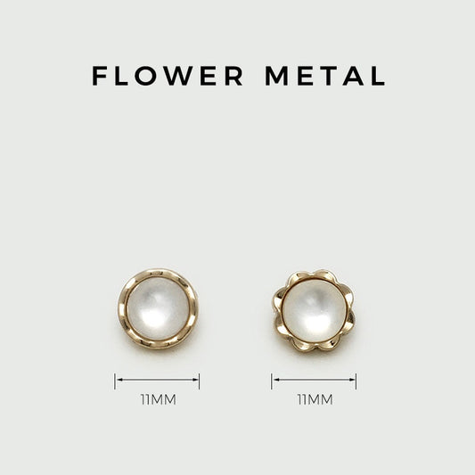 11mm Golden Floral Metal Cat-Eye Pearl Buttons for Shirts 20pcs