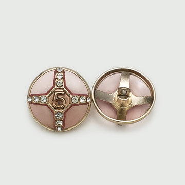 Number 5 pink-gold round shank buttons, diamond-look stones, 2-piece view