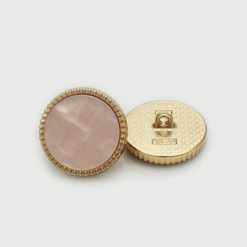 Round flat metal buttons pink-gold with shank, 17.5–25mm, 12pcs—front and back view