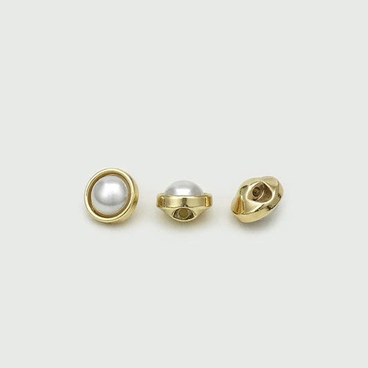 8mm Gold Silver Concealed Hole Metal Buttons with Pearl for Shirts 20pcs Gold 2