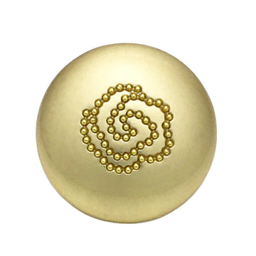 Matte gold rose metal mushroom button with beaded swirl design, front view