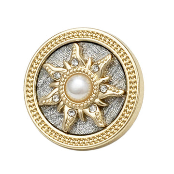 25mm golden sun pearl and diamond-embedded round button