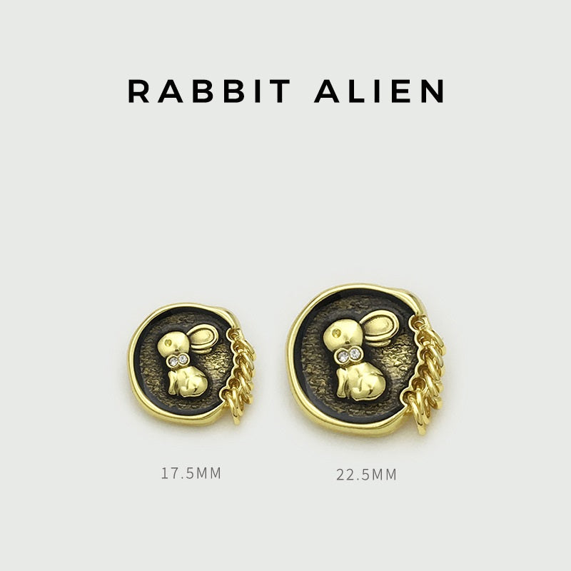 Goldene & silberne Bunny-Knöpfe mit Öse, 17,5/22,5 mm, Diamantakzent