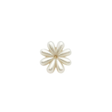 11.5mm daisy flower metal button, white finish with gold-tone shank