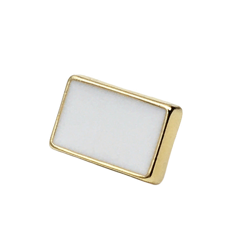9x13mm rectangular shirt sewing button, gold frame with white front