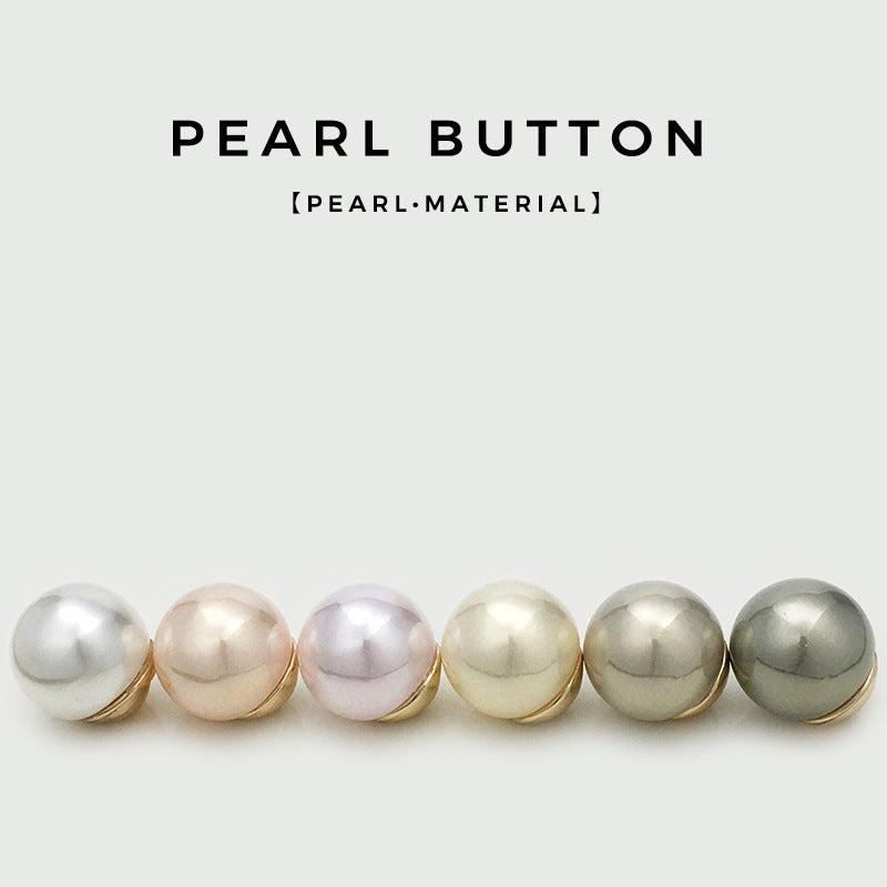 Set of pearl-effect metal buttons with concealed holes, round, mixed colors