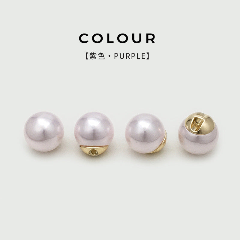 Purple pearl-effect metal button with concealed hole, round, 10–20 mm