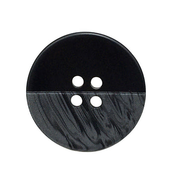 15–28mm round resin coat button, black-gray dual-tone, four holes