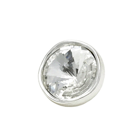 10–20mm metal button with clear crystal front and silver-tone shank