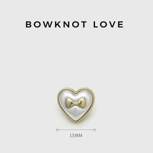 15mm Dual-Tone Heart Bow Metal Buttons for Sweater 12pcs