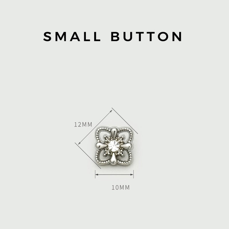 Square hollow button size: 12mm x 10mm, rhinestone center