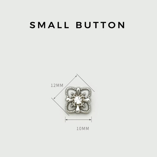11mm Gold Silver Square Metal Hollow Diamond Shank Buttons 20pcs