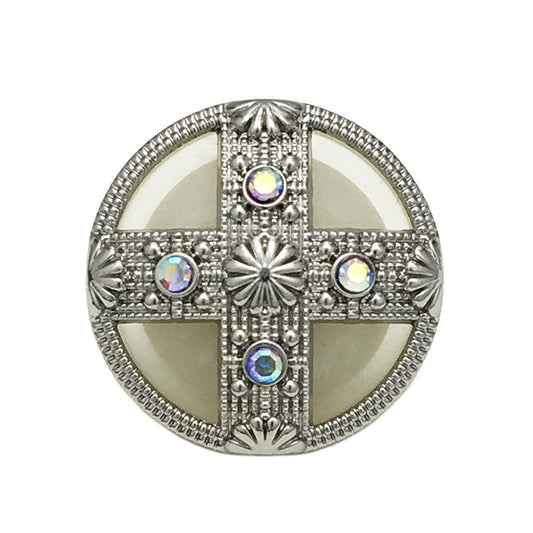 Round Cross Diamond Dual-Tone Palace-Style Metal Shank Buttons 12pcs