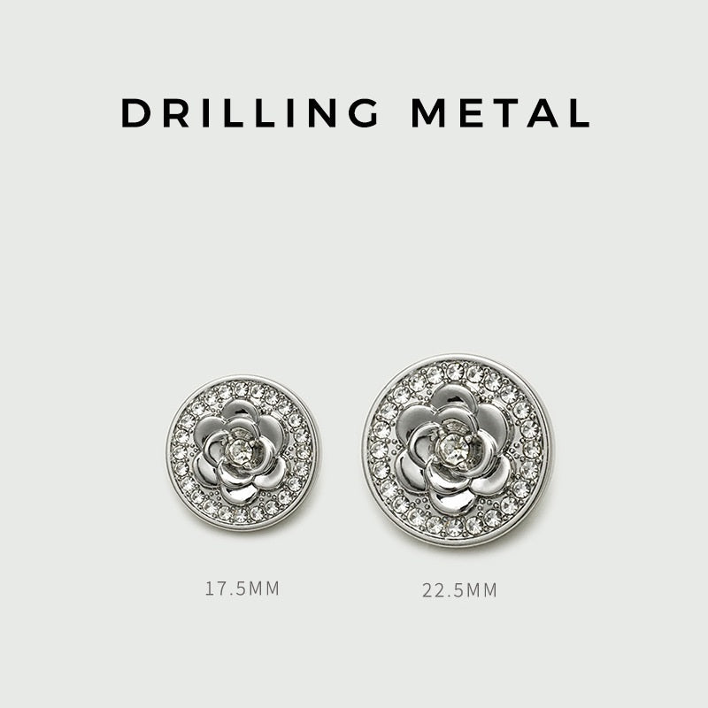 Metall-Blumenknöpfe mit Strassrand: 17,5 mm und 22,5 mm