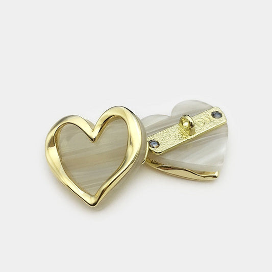 12mm Heart-Shaped Resin Metal Decorative Buttons 12pcs Gold