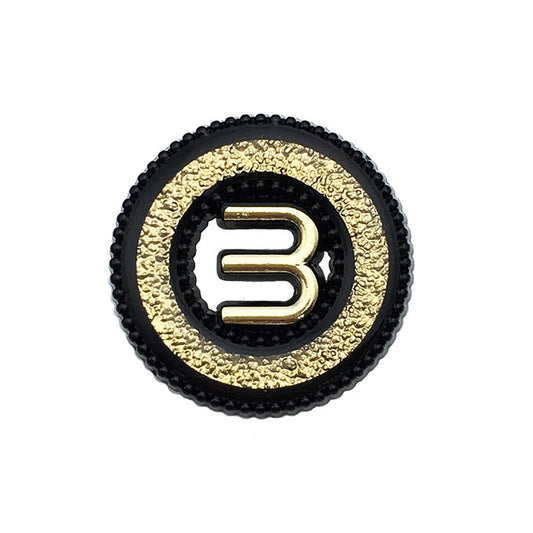 Vintage Black Ivory Letter M Hollow Metal Buttons with Shank 12pcs