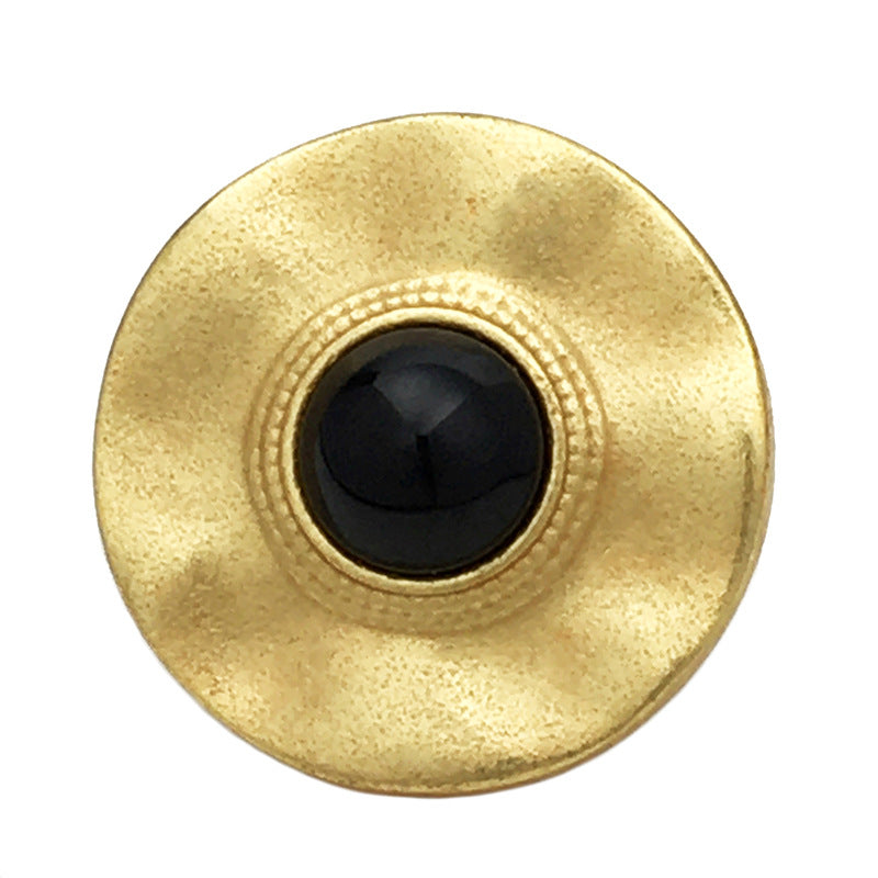 Irregular round gold metal button with black center, 17.5/22.5mm