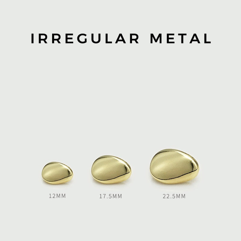 Gold irregular metal buttons, oval domed sizes 12mm 17.5mm 22.5mm