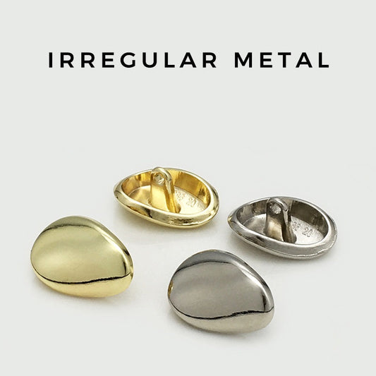 12/16/20mm Gold Silver Irregular Metal Buttons with Shank 20pcs