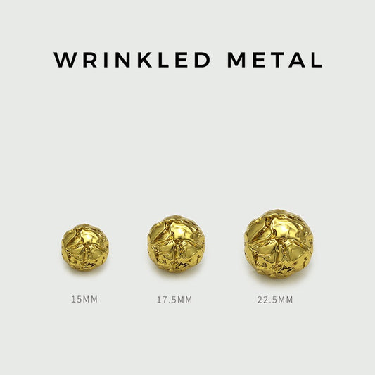 15/17.5/22.5mm Golden Mushroom Pleated Metal Buttons 12pcs