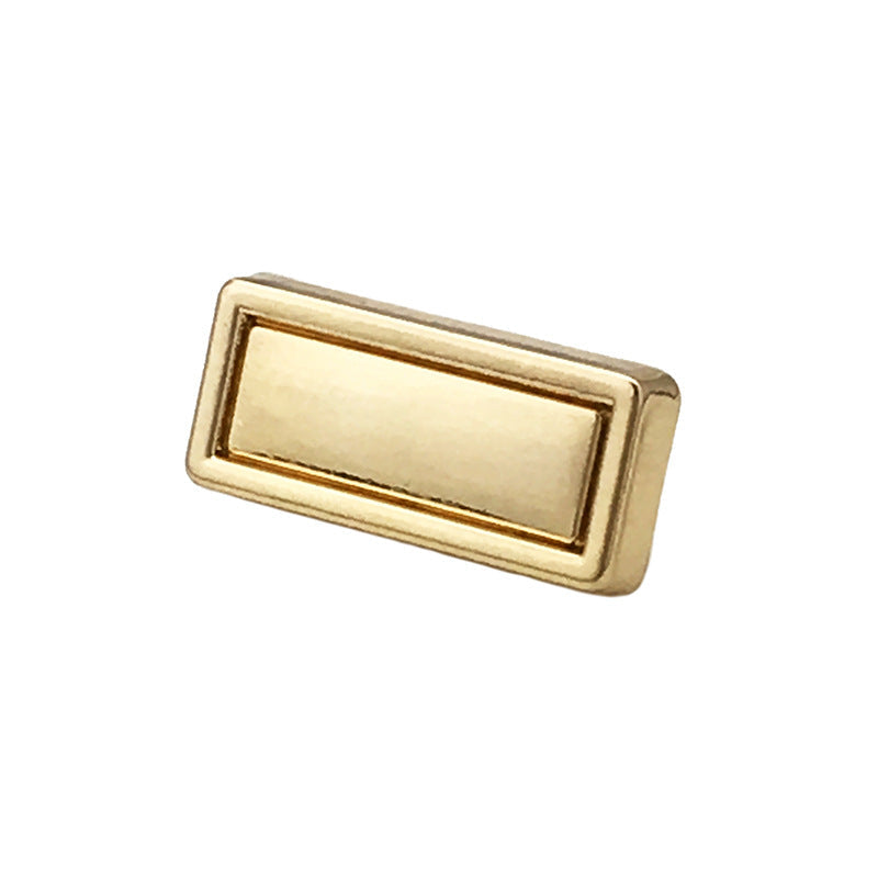 15mm gold rectangular metal button with shank, elegant frame detail
