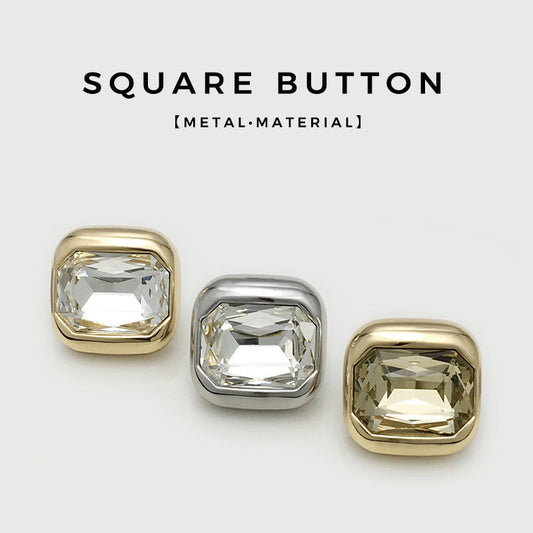 17.5/22.5mm Square Metal Crystal Diamond Buttons Gold Silver Champagne 10pcs