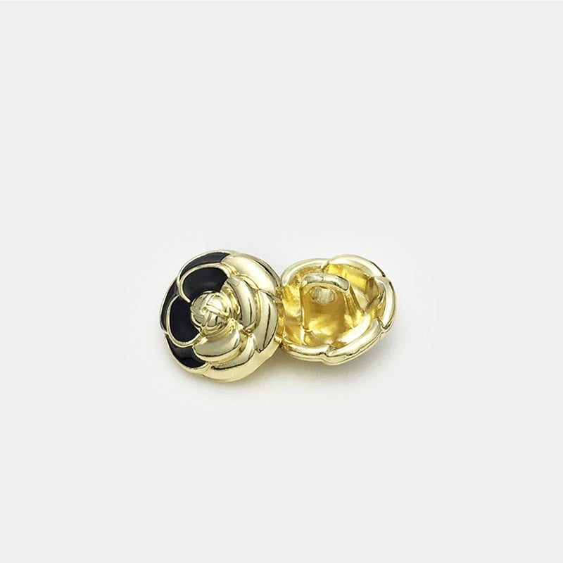 Set di bottoni a fiore 12 mm, oro con inserto scuro (oro/nero)