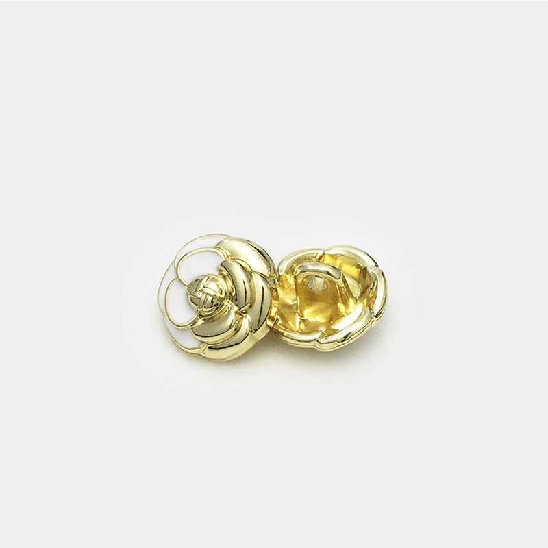 Set di bottoni a fiore 12 mm, oro con inserti chiari (oro/bianco)