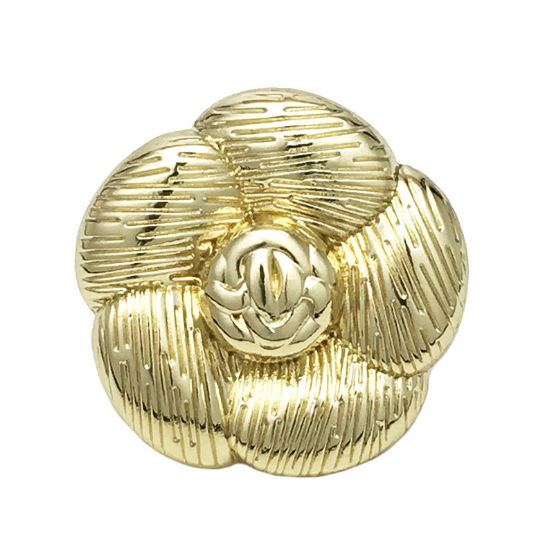 Vintage flower metal button, gold tone, camellia design, 17.5/20/22.5mm (set of 20)