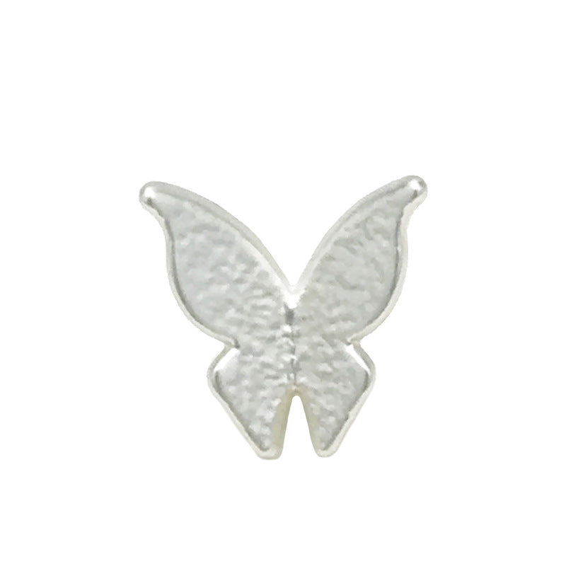 Silver butterfly sewing button, 3D metal wings, front view