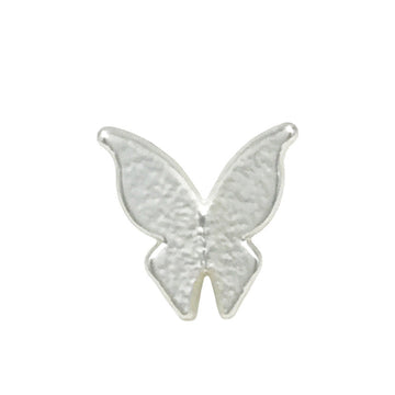 Silver butterfly sewing button, 3D metal wings, front view