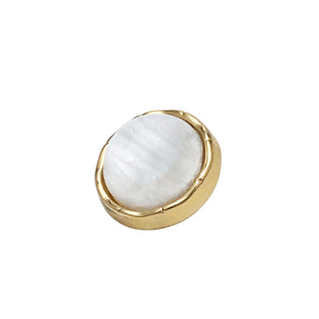 11mm round shirt button, gold rim with white pearlized center