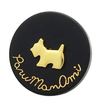 Black round resin-metal dog buttons with gold dog and “Happy”? text detail