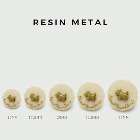 15-25mm Adorable Dog Resin-Metal Round Buttons 20pcs