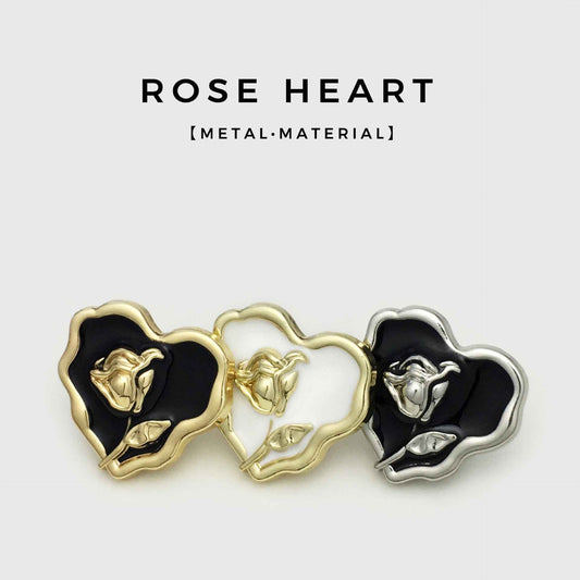 25mm Irregular Heart & Rose Metal Buttons for Women's Coats 20pcs
