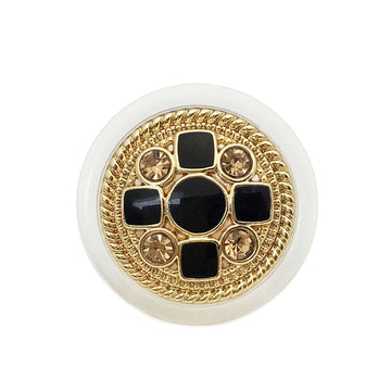 25mm Round vintage cross button: transparent resin, black squares in gold frame