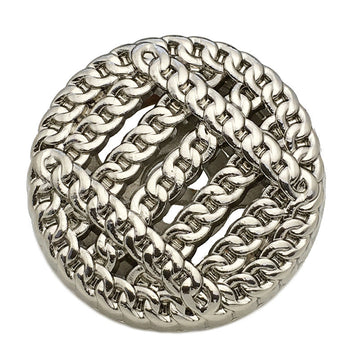 Silver hollow metal button with chain-edged vintage style