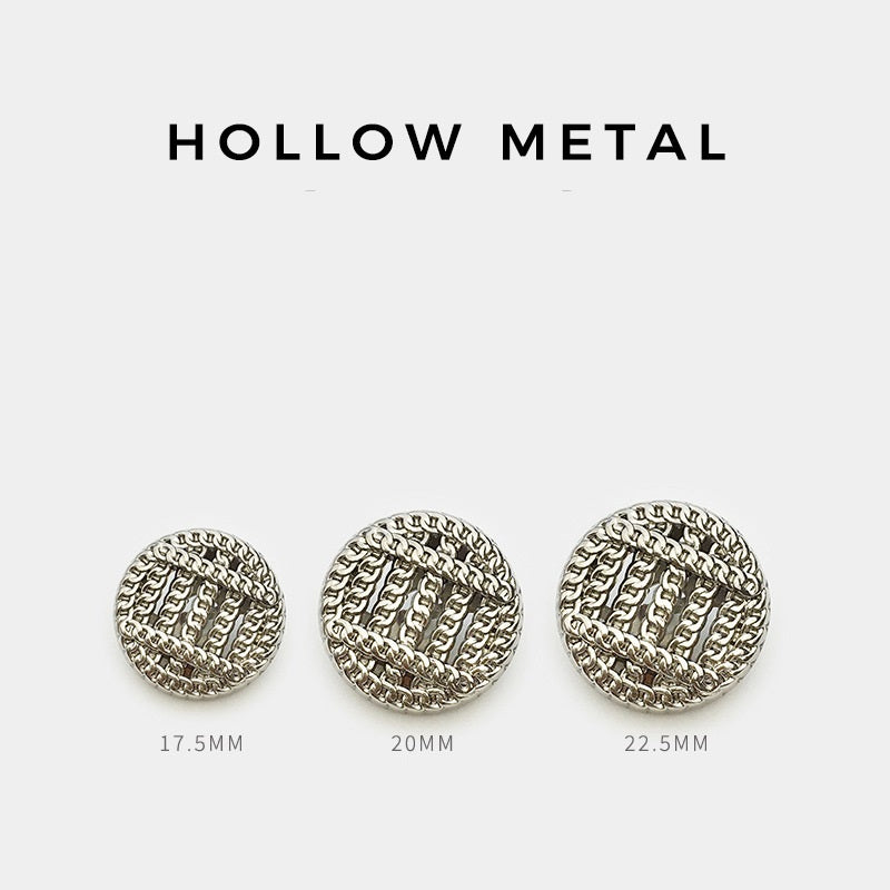 Silver chain-edged buttons: 17.5mm, 20mm, 22.5mm