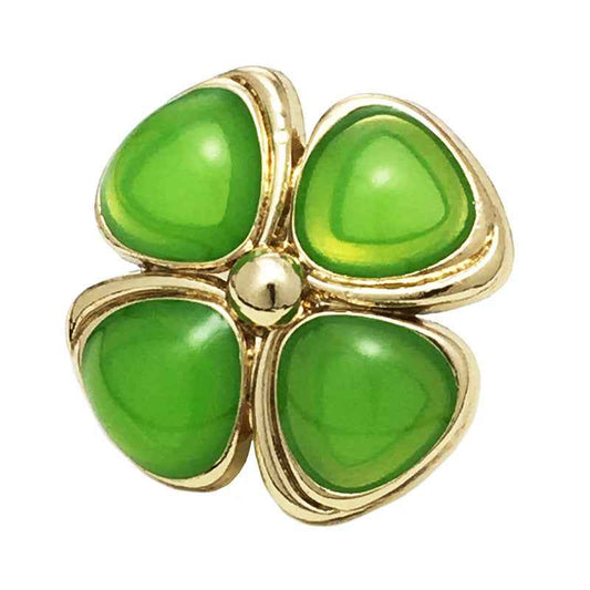 17.5/20/22.5mm Four-Leaf Clover Cat's-Eye Stone Metal Buttons 12pcs