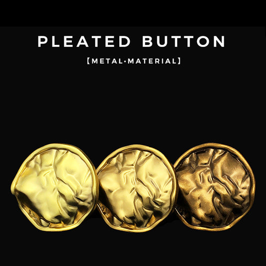15-32mm Antique Gold Pleated Irregular Metal Buttons for Coats 20pcs