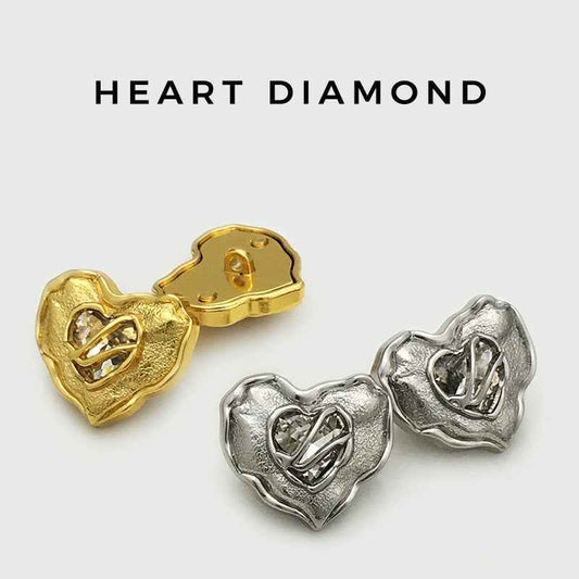 17.5/22.5mm Gold Silver Heart-Shaped Diamond Buttons for Women's Coats 10pcs