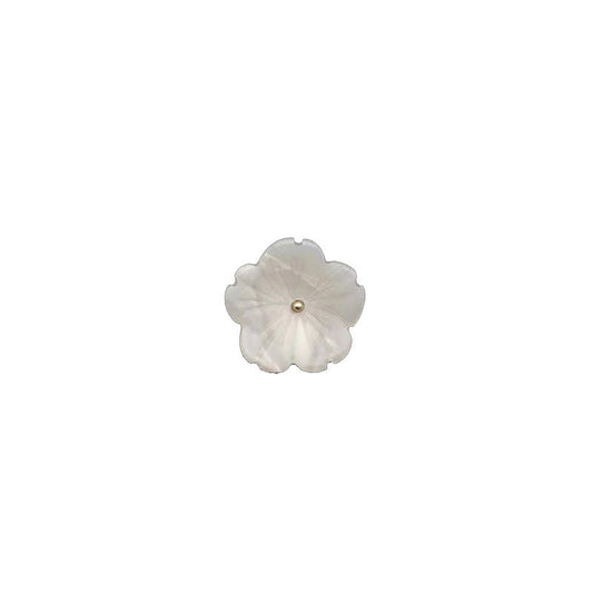 Weiße blumenförmige Deko-Resin-Knöpfe mit Goldkern, rundes Design