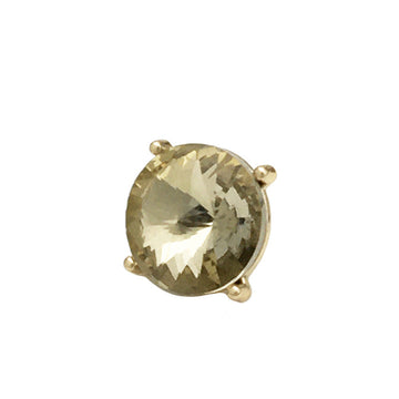 Gold-colored crystal metal button, round 10mm, concealed holes, front view