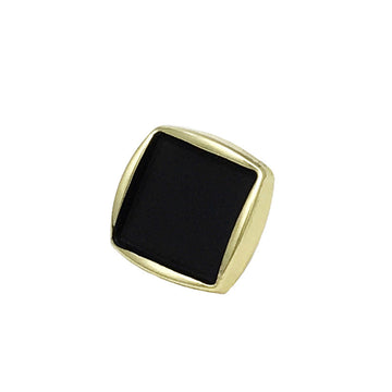 10mm square sewing button, black center with gold-tone metal frame, 30pcs