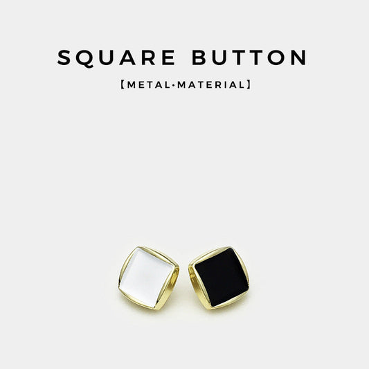 10mm Square Minimalist Gold Metal Cuff Sewing Buttons 30pcs 15pcs Black+15pcs White