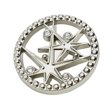 Sternförmiger Hohlmetallknopf 17,5/22,5 mm, silber, Diamantmotiv, Strass