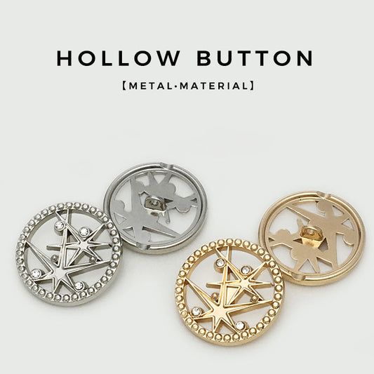 17.5/22.5mm Star Hollowed Hand Sewn Diamond Metal Buttons 20PCS